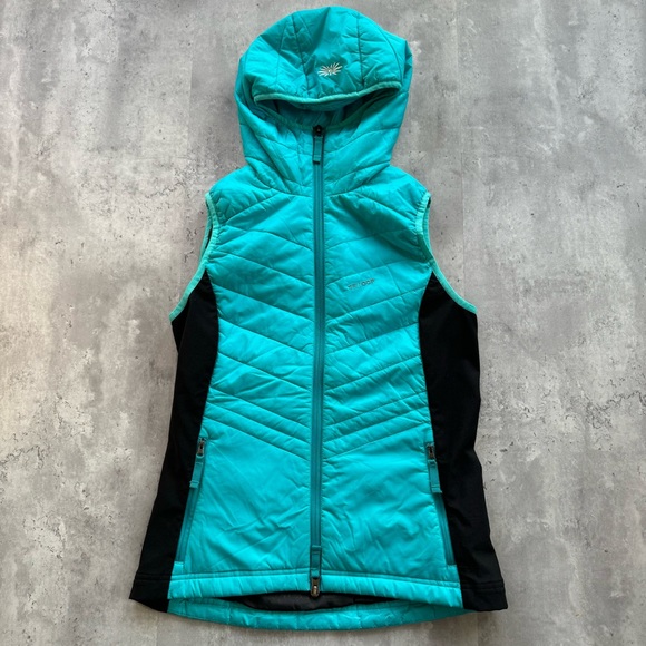 Skhoop Mona Quilted Insulated Hoodie Vest, Aqua, Small - Picture 1 of 9